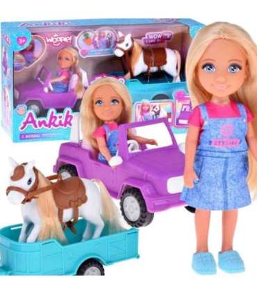 WOOPIE ROYAL Lalka Niki Zestaw z Koniem Samochodem i Przyczepą