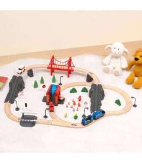 Tooky Toy Drewniana Kolejka Elektryczna Straż Pożarna Efekty Dźwiękowe 70 el.