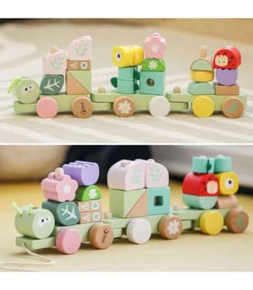 CLASSIC WORLD Montessori деревянная гусеница-паровозик (пазл)