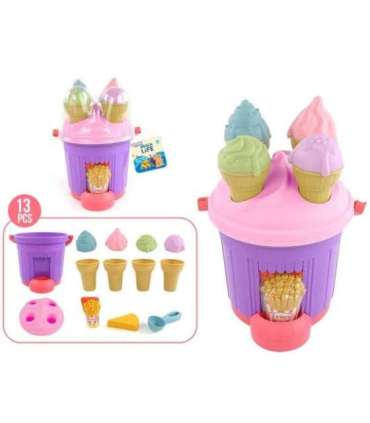 WOOPIE набор для песочницы - формочки для мороженого и ведёрко с игрушечным мороженым для игры в песке.
