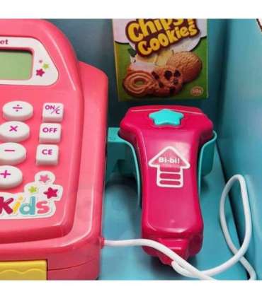 WOOPIE kaupluse kassaregister riiuliga ja aksessuaaridega, roosa