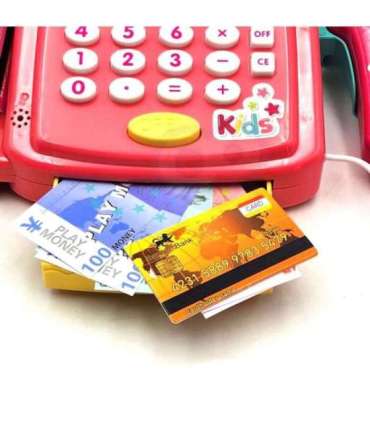 WOOPIE kaupluse kassaregister riiuliga ja aksessuaaridega, roosa