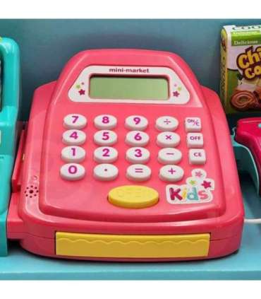 WOOPIE kaupluse kassaregister riiuliga ja aksessuaaridega, roosa