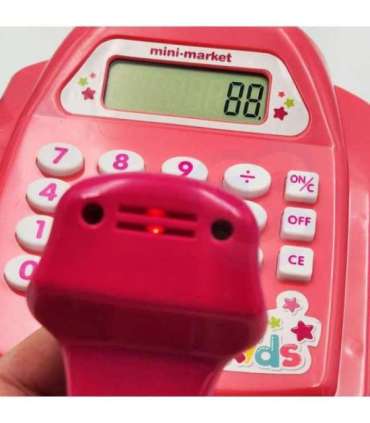 WOOPIE kaupluse kassaregister riiuliga ja aksessuaaridega, roosa