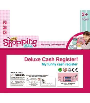 WOOPIE kaupluse kassaregister riiuliga ja aksessuaaridega, roosa