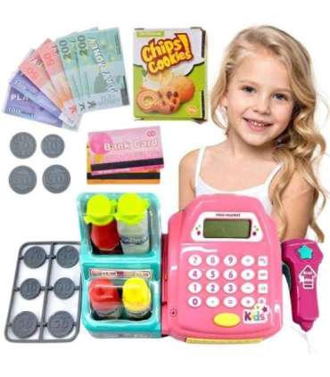 WOOPIE магазинная касса с полкой и аксессуарами, розовая