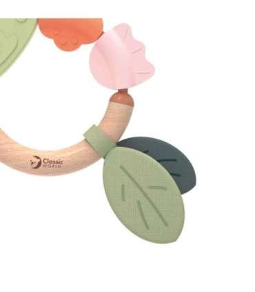 CLASSIC WORLD деревянная погремушка и сенсорный прорезыватель 2 в 1