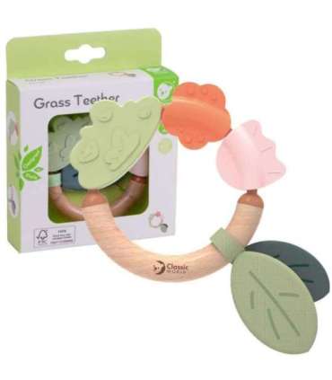 CLASSIC WORLD деревянная погремушка и сенсорный прорезыватель 2 в 1