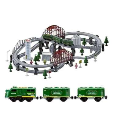 WOOPIE Nowoczesna Kolejka Elektryczna Tor XXL Lokomotywa Cargo Zestaw 115 szt.