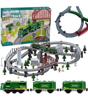 WOOPIE Nowoczesna Kolejka Elektryczna Tor XXL Lokomotywa Cargo Zestaw 115 szt.