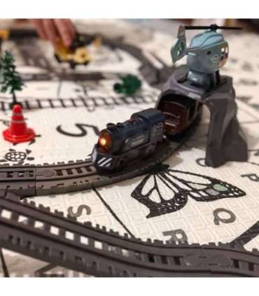 WOOPIE Elektryczna Kolejka Tor Retro Ciuchcia Lokomotywa + 2 Wagony – Zestaw 76 el.