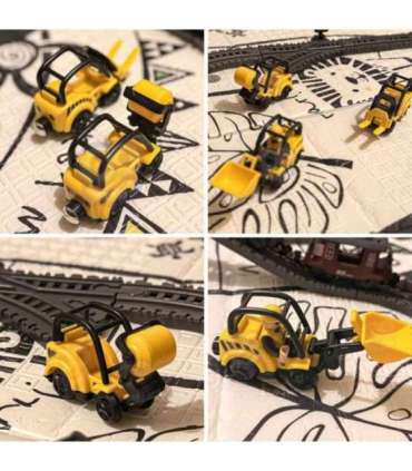 WOOPIE Elektryczna Kolejka Tor Retro Ciuchcia Lokomotywa + 2 Wagony – Zestaw 76 el.