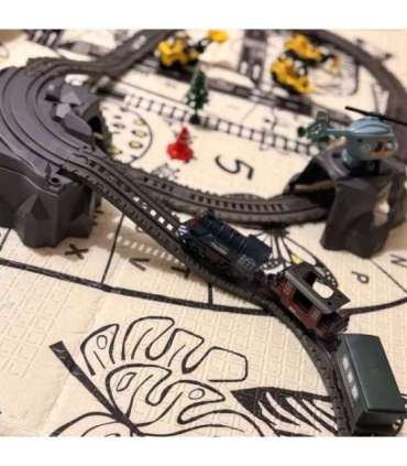 WOOPIE Elektryczna Kolejka Tor Retro Ciuchcia Lokomotywa + 2 Wagony – Zestaw 76 el.