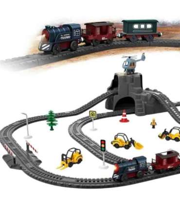 WOOPIE Elektryczna Kolejka Tor Retro Ciuchcia Lokomotywa + 2 Wagony – Zestaw 76 el.