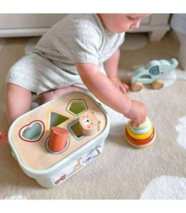 WOOPIE GREEN коробка-сортер 3 в 1 — кубики, пирамидка, слоник — FSC