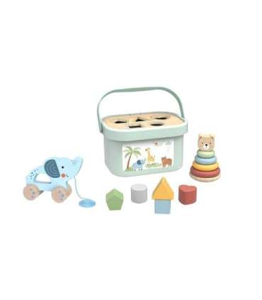 WOOPIE GREEN коробка-сортер 3 в 1 — кубики, пирамидка, слоник — FSC
