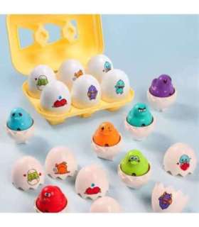 WOOPIE Układanka Sorter Montessori Dopasuj Kształty Zabawne Kurczaczki Jajka 6szt