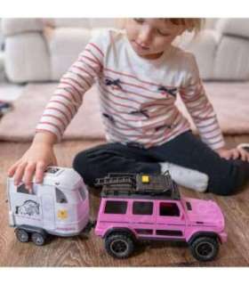 WOOPIE Zestaw Różowy Samochód Terenowy z Przyczepką i Figurką Konia