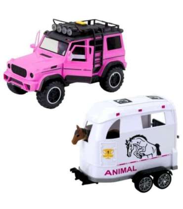 WOOPIE Zestaw Różowy Samochód Terenowy z Przyczepką i Figurką Konia