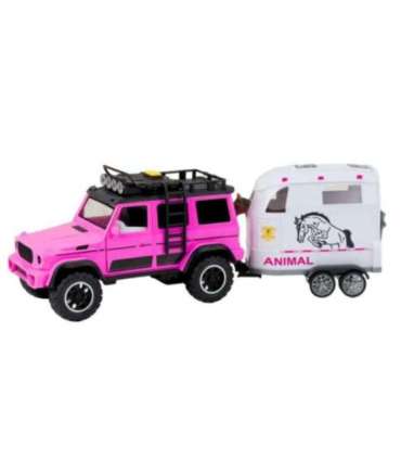 WOOPIE Zestaw Różowy Samochód Terenowy z Przyczepką i Figurką Konia