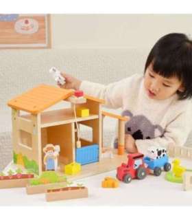 VIGA деревянная ферма — дом фермера с огородиком и трактором, 21 деталь