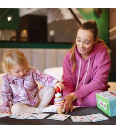 WOOPIE GREEN Puidust jäätised Montessori-pusle, kondiitriäri, 12 osa, FSC