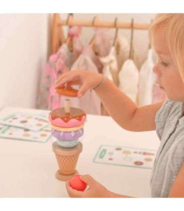 WOOPIE GREEN Puidust jäätised Montessori-pusle, kondiitriäri, 12 osa, FSC