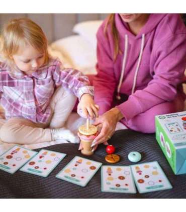 WOOPIE GREEN Puidust jäätised Montessori-pusle, kondiitriäri, 12 osa, FSC