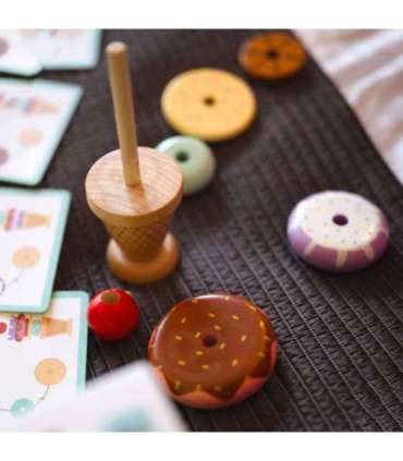 WOOPIE GREEN Puidust jäätised Montessori-pusle, kondiitriäri, 12 osa, FSC