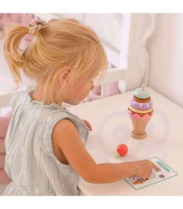 WOOPIE GREEN Puidust jäätised Montessori-pusle, kondiitriäri, 12 osa, FSC