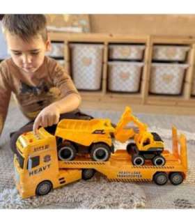 WOOPIE Samochód Laweta z Pojazdami Budowlanymi