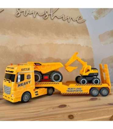 WOOPIE Samochód Laweta z Pojazdami Budowlanymi