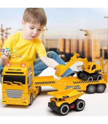 WOOPIE Samochód Laweta z Pojazdami Budowlanymi