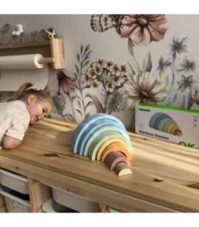 TOOKY TOY Pastelowa Układanka Drewniane Klocki Montessori Tęcza