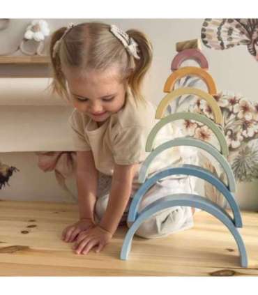 TOOKY TOY Pastelowa Układanka Drewniane Klocki Montessori Tęcza
