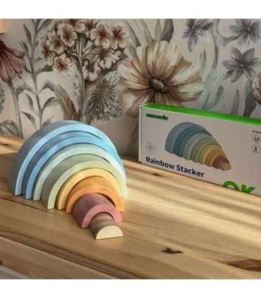 TOOKY TOY Pastelowa Układanka Drewniane Klocki Montessori Tęcza