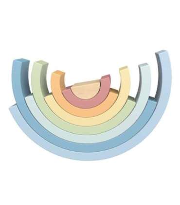 TOOKY TOY Pastelowa Układanka Drewniane Klocki Montessori Tęcza