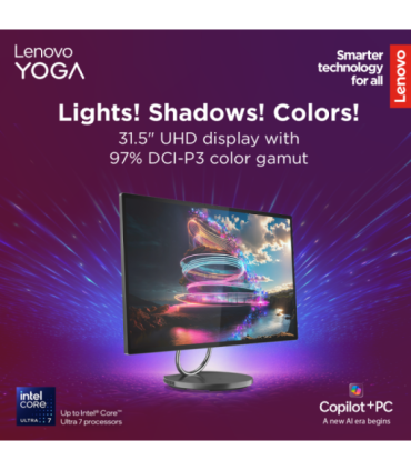 Lenovo Yoga AIO 32ILL10 31.5 UHD ULT7-258V/32GB/1TB/NVIDIA GF RTX 4050 6GB/WIN11 Pro/Nordic kbd/2Y Warranty Lenovo