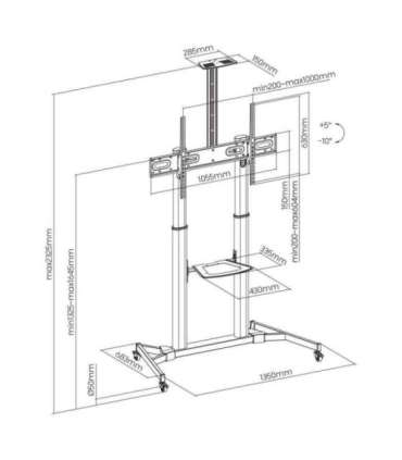 Sbox FS-3610 Floor Ultra-Large LED TV Stand 60-100" 100kg White