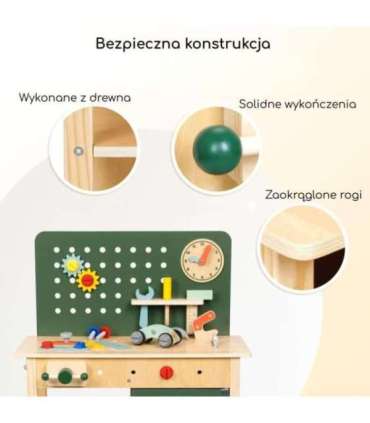 WOOPIE GREEN Drewniany Warsztat STEM Zestaw z Narzędziami