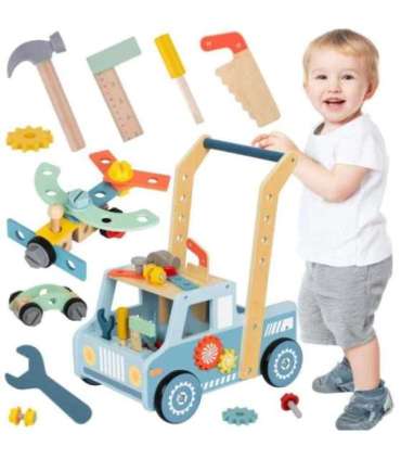 TOOKY TOY Drewniany Chodzik Samochód Mini Warsztat STEM