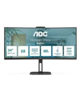 AOC V5 CU34V5CW computer monitor 86.4 cm (34") 3440 x 1440 pixels Wide Quad HD LED Black