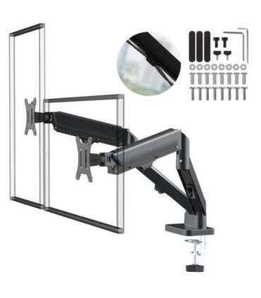Maclean 2 monitor mount, gas spring, 17"-32", 2-10kg, black, MC-134