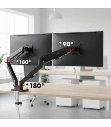 Maclean 2 monitor mount, gas spring, 17"-32", 2-10kg, black, MC-134