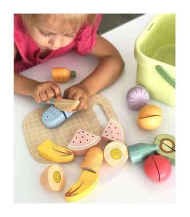 TOOKY TOY puidust toidukomplekt: köögiviljad ja puuviljad