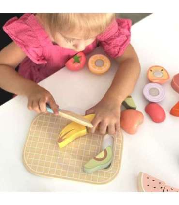 TOOKY TOY puidust toidukomplekt: köögiviljad ja puuviljad