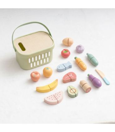 TOOKY TOY puidust toidukomplekt: köögiviljad ja puuviljad
