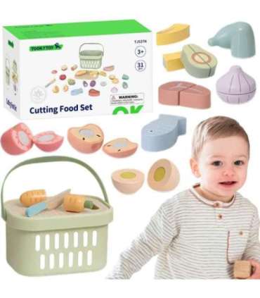 TOOKY TOY puidust toidukomplekt: köögiviljad ja puuviljad