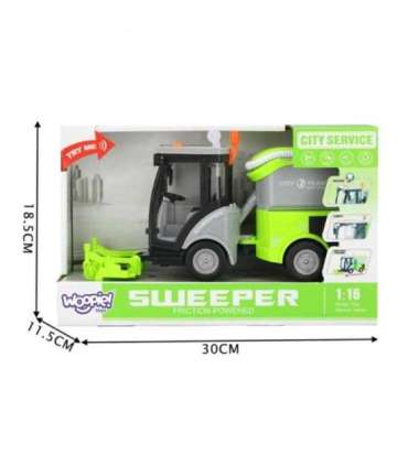 WOOPIE Zamiatarka Miejska 1:16 Zielona Efekty Dźwiękowe i Świetlne