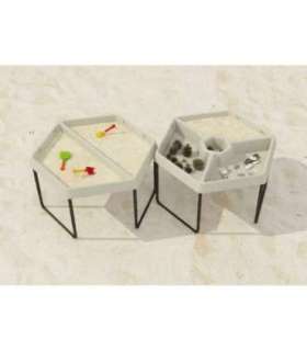 MASTERKIDZ Sześciokątny Stolik Do Zabawy Piaskiem i Wodą 2 Komory Regulowana Wysokość